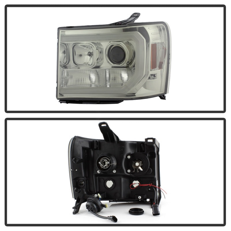 Spyder GMC Sierra 1500/2500/3500 07-13 V2 Projector Headlights - Smoke PRO-YD-GS07V2-LBDRL-SM - eliteracefab.com