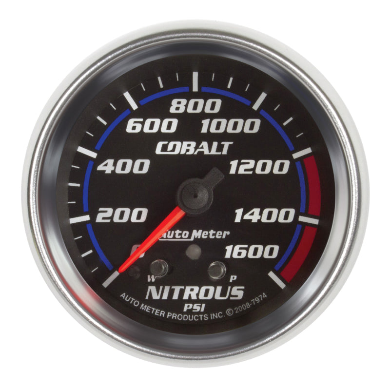 AutoMeter Gauge Nitrous Press 2-5/8in. 1600PSI Stepper Motor W/ Peak & Warn Cobalt 7974