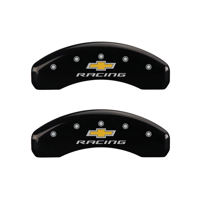 MGP 4 Caliper Covers Engraved Front & Rear Chevy racing Black finish silver ch MGP