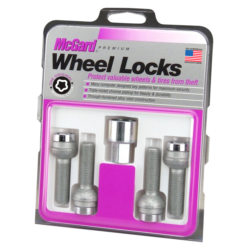 McGard Wheel Lock Bolt Set - 4pk. (Radius Seat) M14X1.5 / 17mm Hex / 27.0mm Shank Length - Chrome - eliteracefab.com