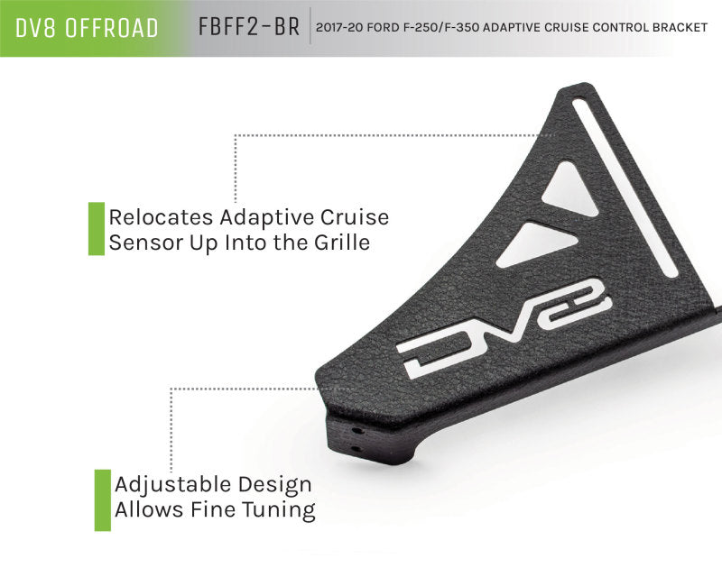 DV8 Offroad 2017+ Ford F/250/350 Adaptive Cruise Control Relocation Bracket - eliteracefab.com