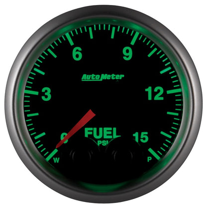 AutoMeter Gauge Fuel Press 2-1/16in. 15PSI Stepper Motor W/Peak & Warn Elite 5667