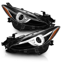 Load image into Gallery viewer, ANZO USA Mazda 3 Projector Headlights W/ Halo Black W/ Amber; 2014-2016 - eliteracefab.com