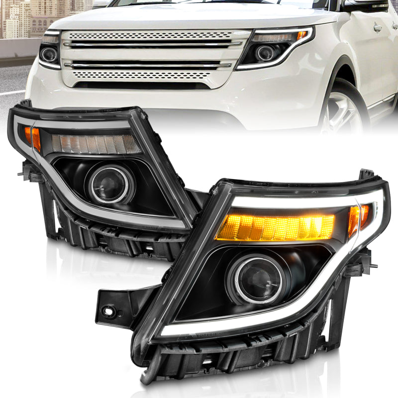 ANZO FORD EXPLORER 11-15 PROJECTOR PLANK STYLE HEADLIGHTS BLACK W/ LED SIGNAL (13-15 BASE, XLT, LIMITED) - 111575