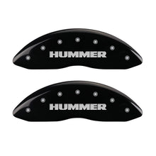 Load image into Gallery viewer, MGP 4 Caliper Covers Engraved Front &amp; Rear Hummer Black finish silver ch