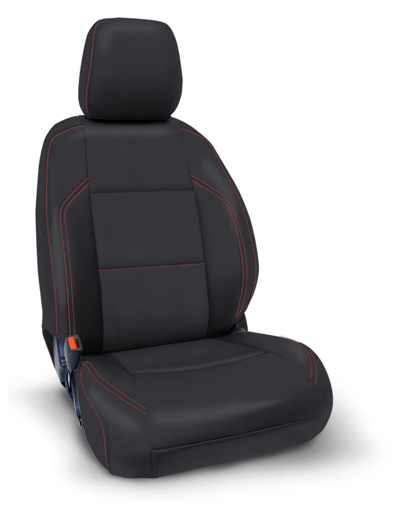 PRP 2016+ Toyota Tacoma Front Seat Covers with Elecltric Seat Adj. (Pair) - Black with Red Stitching B057-01