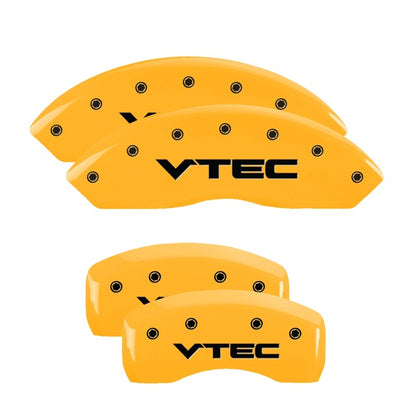 MGP 4 Caliper Covers Engraved Front & Rear Vtech Yellow Finish Black Char 2004 Acura RSX MGP