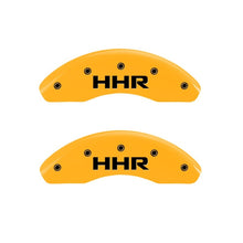 Load image into Gallery viewer, MGP 2 Caliper Covers Engraved Front &amp; Rear HHR Yellow Finish Black Char 2010 Chevy HHR MGP