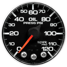 Load image into Gallery viewer, Autometer Spek-Pro Gauge Oil Press 2 1/16in 120psi Stepper Motor W/Peak &amp; Warn Blk/Chrm