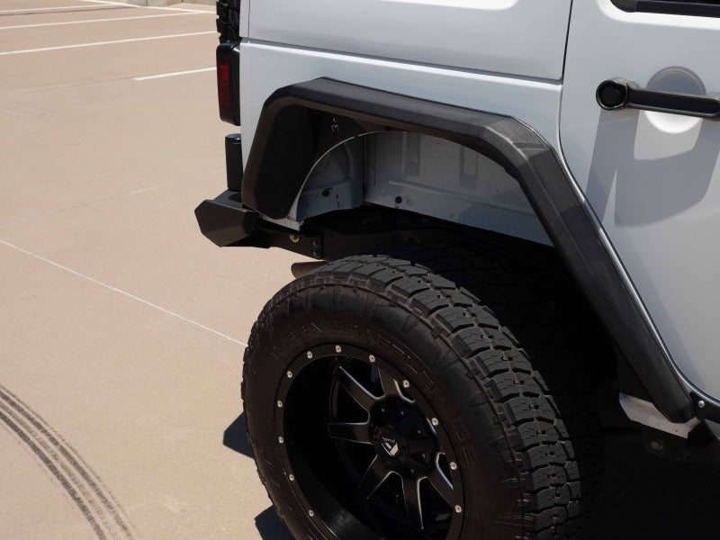 Road Armor 07-18 Jeep Wrangler JK Stealth Front Fender Flare Body Armor w/LED DRL - Tex Blk - eliteracefab.com