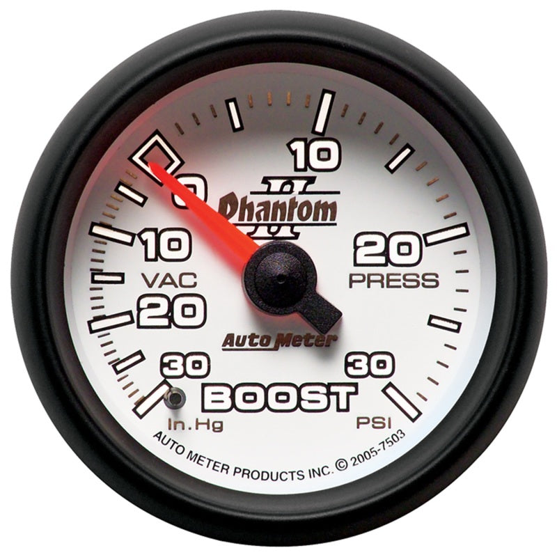 AutoMeter GAUGE; VAC/BOOST; 2 1/16in.; 30INHG-30PSI; MECHANICAL; PHANTOM II - eliteracefab.com