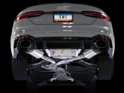 AWE Tuning Audi B9 RS 5 Sportback Touring Edition Exhaust-Resonated- Diamond Black RS Style Tips AWE Tuning
