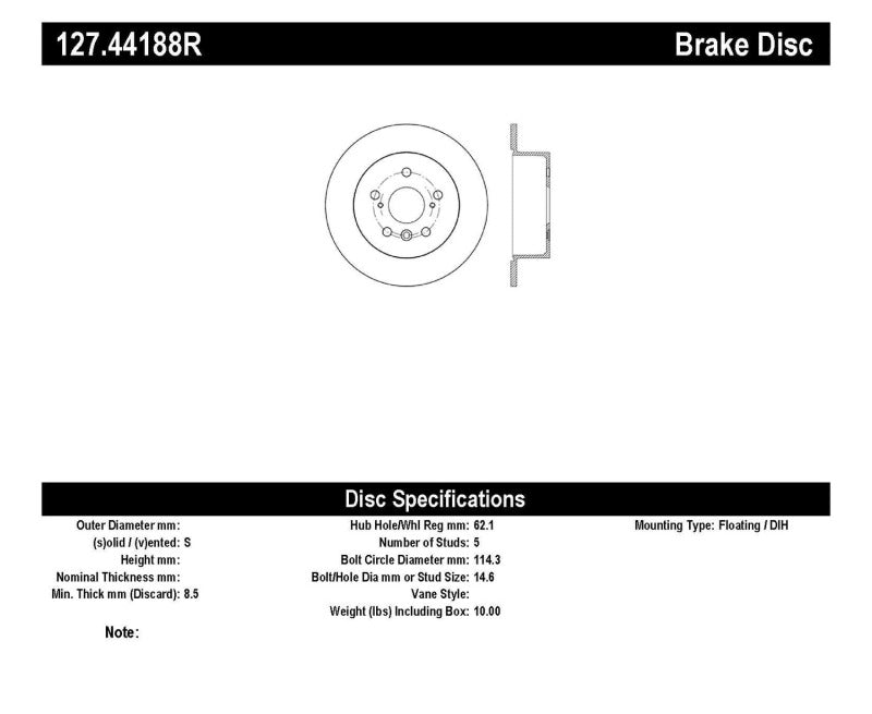 StopTech Sport Drilled & Slotted Rotor - Rear Right Stoptech