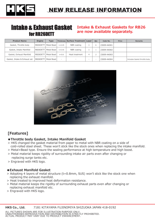 HKS RB26DETT Exhaust Manifold Gasket HKS