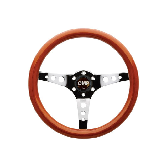OMP Mugello 350mm Flat Classic Wood-Effect Steering Wheel - Wood-Effect/Silver – OD0-2023-019