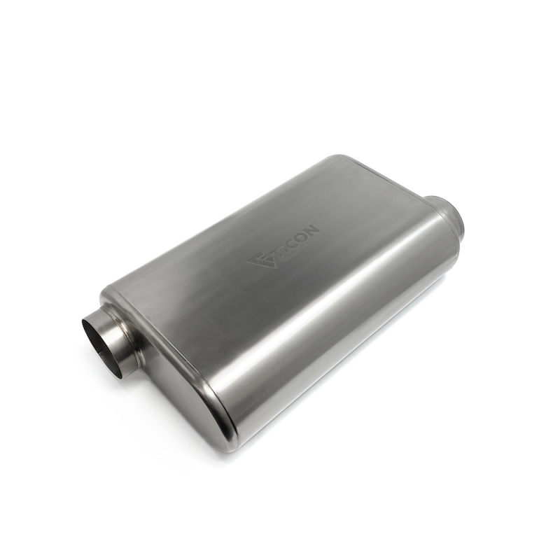 Ticon Industries 17in Overall Length 3in Thin Oval Titanium Muffler - 3in Offset In/Offset Out Ticon