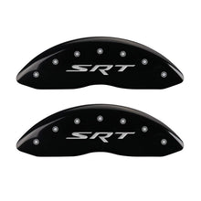 Load image into Gallery viewer, MGP 4 Caliper Covers Engraved Front &amp; Rear SRT Black finish silver ch MGP