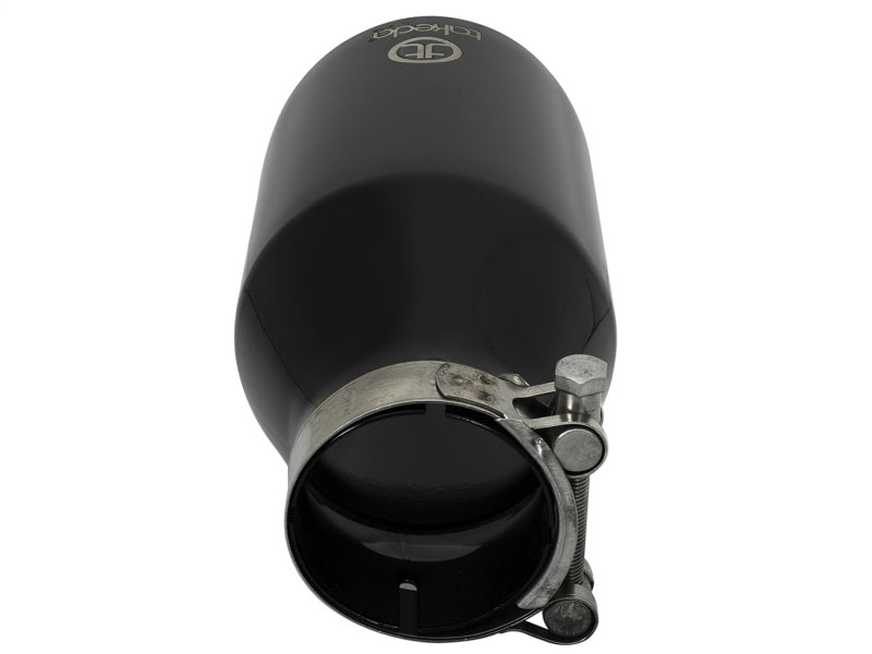 aFe Takeda 409 SS Clamp-On Exhaust Tip 2.5in. Inlet / 4.5in. Outlet / 9in. L - Black aFe