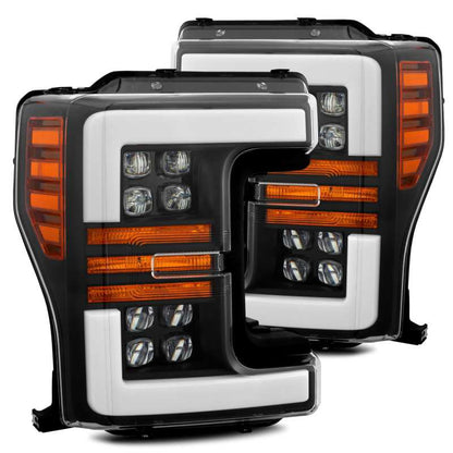 AlphaRex 880102 17-19 Ford F-250 SD NOVA LED Proj Headlights Plank Style Matte Blk w/Activ Light/Seq Signal
