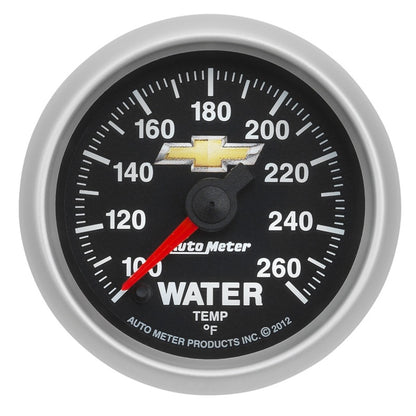 AutoMeter Gauge Water Temp 2-1/16in. 100-260 Deg. F Digital Stepper Motor Chevy Gold Bowtie 880446