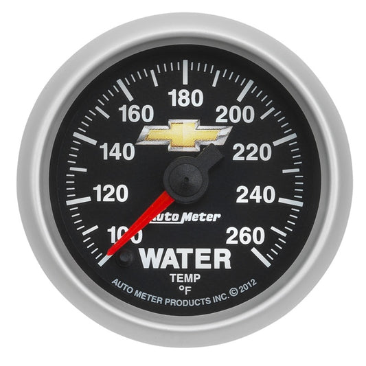 AutoMeter Gauge Water Temp 2-1/16in. 100-260 Deg. F Digital Stepper Motor Chevy Gold Bowtie 880446
