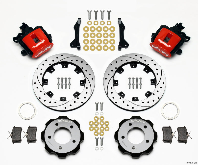 Wilwood Combination Parking Brake Rear Kit 12.19in Drilled Red 2006-Up Civic / CRZ - eliteracefab.com