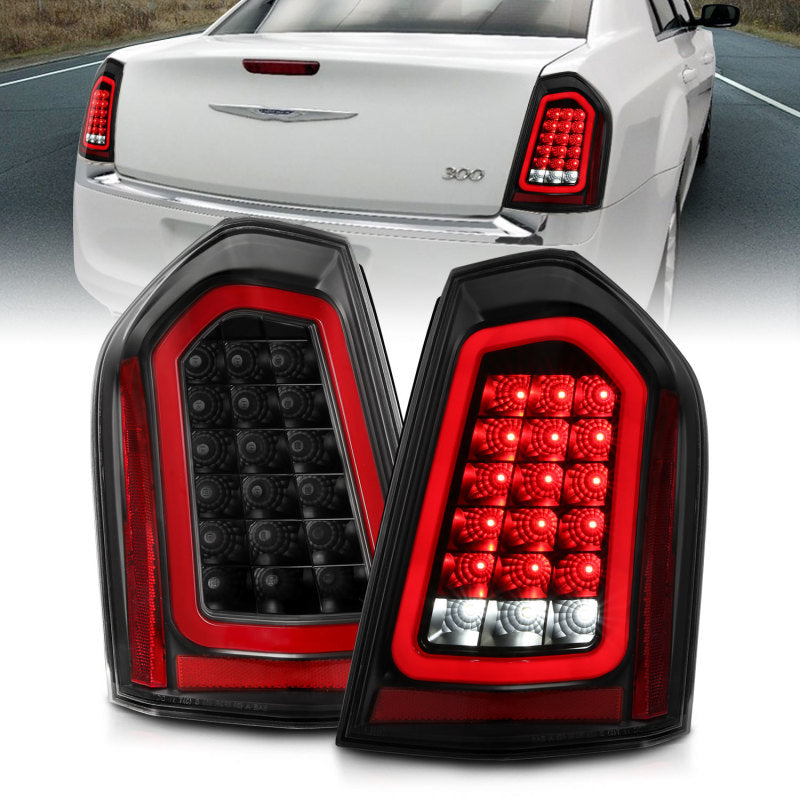 ANZO 11-14 Chrysler 300 LED Taillights Black w/ Sequential - eliteracefab.com