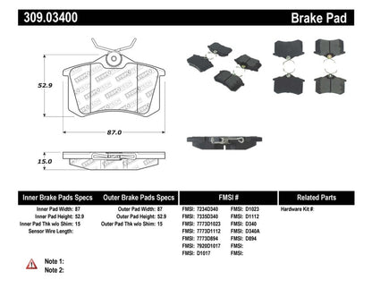 STOPTECH 02-08 AUDI A4 QUATTRO / 2/99-02 AUDI S4 / 93-10 VW GOLF GL/GLS PERFORMANCE REAR BRAKE PADS, 309.03400 - eliteracefab.com