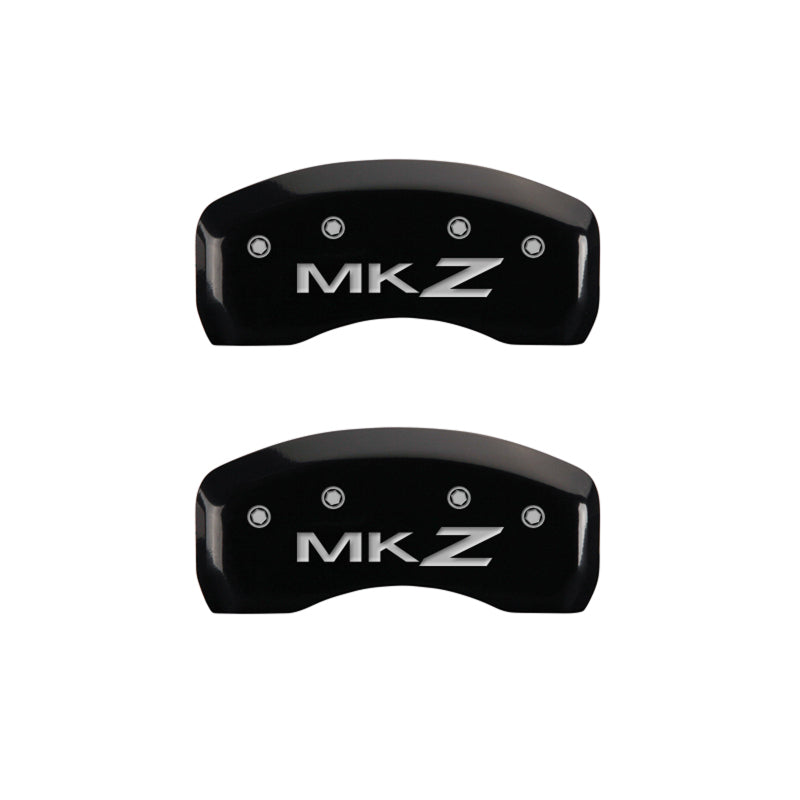 MGP 4 Caliper Covers Engraved Front Lincoln Engraved Rear MKZ Black finish silver ch MGP