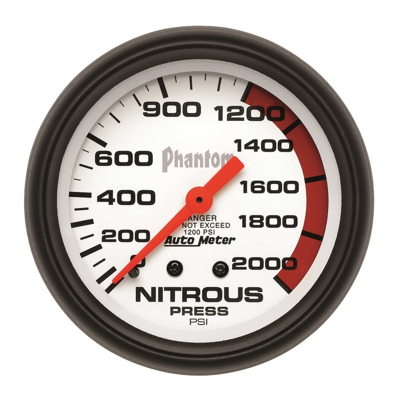 Autometer Phantom 66.7mm 0-2000 PSI Mechanical Nitrous Pressure Gauge 5828