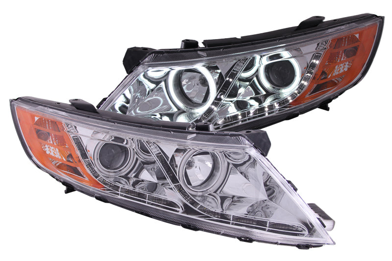 ANZO USA Kia Optima Projector Headlights W/ Halo Chrome Ccfl; 2011-2013 - eliteracefab.com