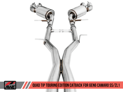 AWE Tuning 16-19 Chevy Camaro SS Res Cat-Back Exhaust -Touring Edition (Quad Chrome Silver Tips) - eliteracefab.com