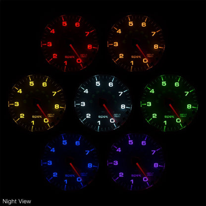 Autometer Spek-Pro Gauge Tachometer 5in 11K Rpm W/Shift Light & Peak Mem Black/Smoke/Black P23952