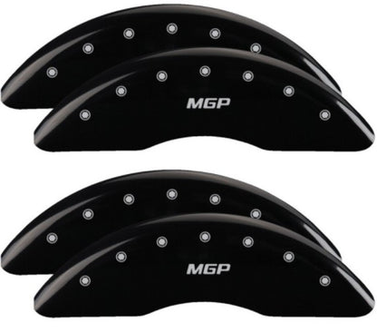 MGP 4 Caliper Covers Engraved Front & Rear 2019+ Ram 2500/3500 Black Finish Silver MGP Logo MGP