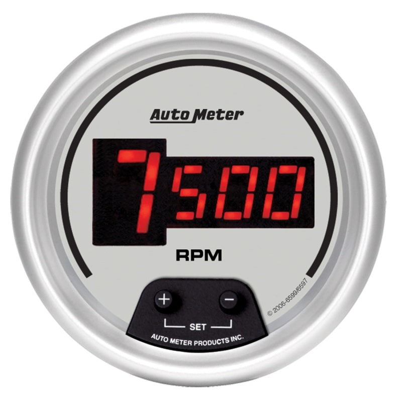 AutoMeter Gauge Tach 3-3/8in. 10K RPM In-Dash Digital Silver Dial W/ Red Led 6597
