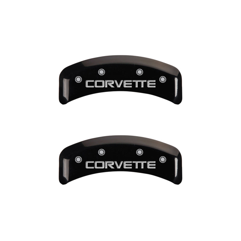 MGP 4 Caliper Covers Engraved F & R C4/Corvette Black Finish Silver Char 1988 Chevrolet Corvette - eliteracefab.com