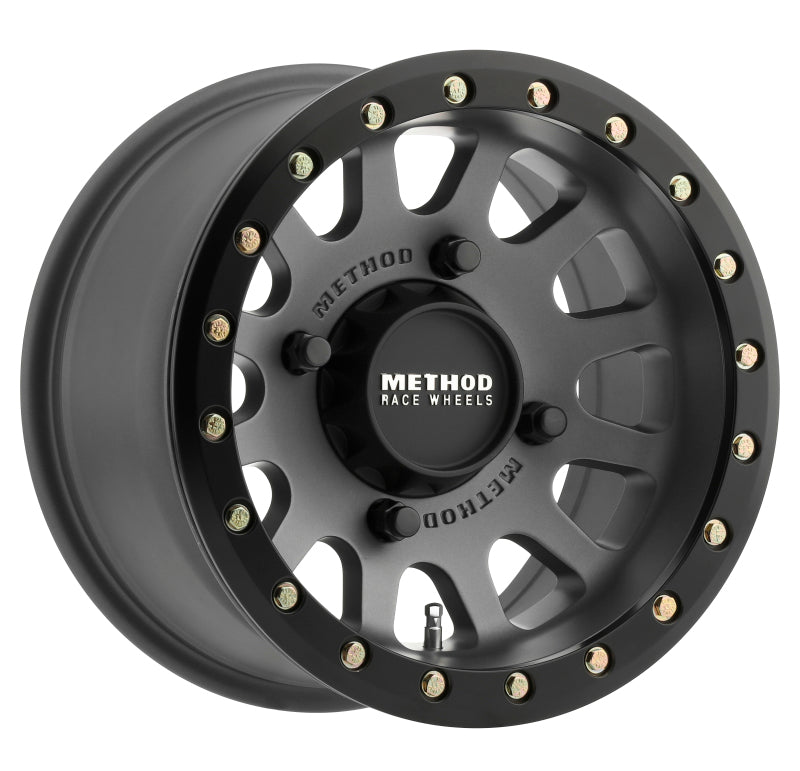 Method MR401 UTV Beadlock 15x7 4+3/+13mm Offset 4x156 132mm CB Titanium w/Matte Black Ring Wheel - eliteracefab.com