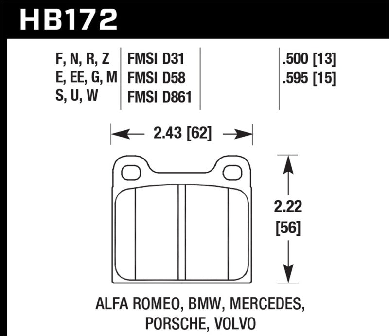 Hawk Performance Blue 9012 Front Brake Pads - HB172E.595 Hawk Performance
