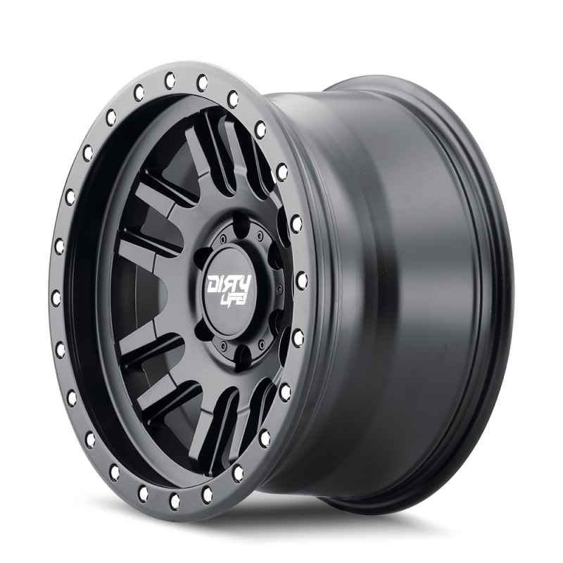 Dirty Life 9309 Canyon Pro 17x9/5x127 BP/-12mm Offset/71.5mm Hub Matte Black Wheel -  simulated Beadlock