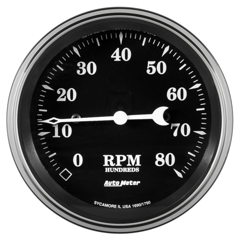 Auto Meter Gauge Tachometer 3 3/8in 8k RPM In-Dash Old Tyme Black 1790