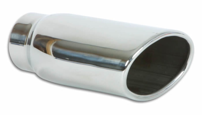 Vibrant 4.5in x 3in Oval SS Exhaust Tip (Single Wall Angle Cut Rolled Edge) - eliteracefab.com