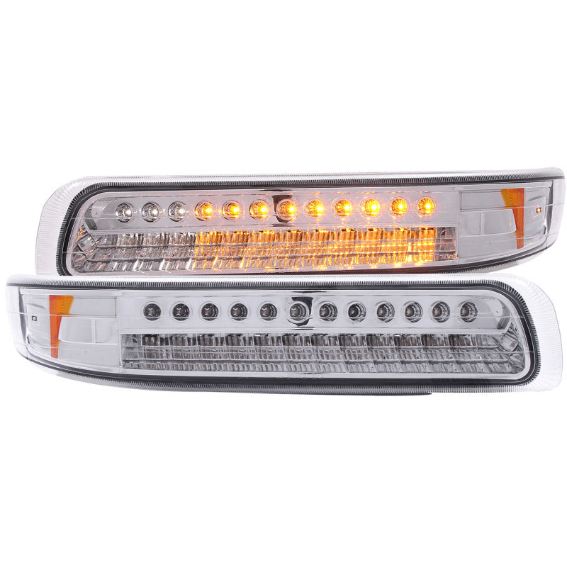 ANZO 1999-2002 Chevrolet Silverado 1500 LED Parking Lights Chrome w/ Amber Reflector - eliteracefab.com