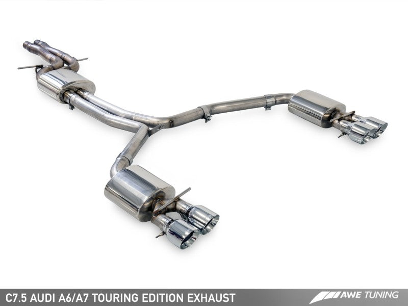 AWE Tuning Audi C7.5 A7 3.0T Touring Edition Exhaust - Quad Outlet Diamond Black Tips - eliteracefab.com