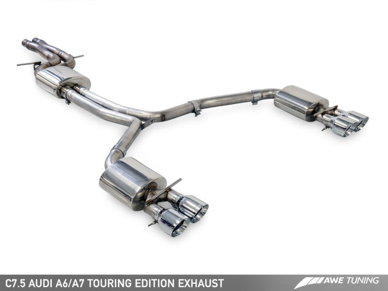 AWE Tuning Audi C7.5 A6 3.0T Touring Edition Exhaust - Quad Outlet Diamond Black Tips - eliteracefab.com
