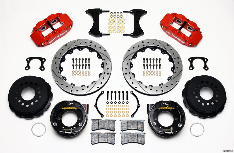 Wilwood Narrow Superlite 4R Rear P-Brk Kit 12.88in Drilled Red Small Ford 2.50in Offset Wilwood