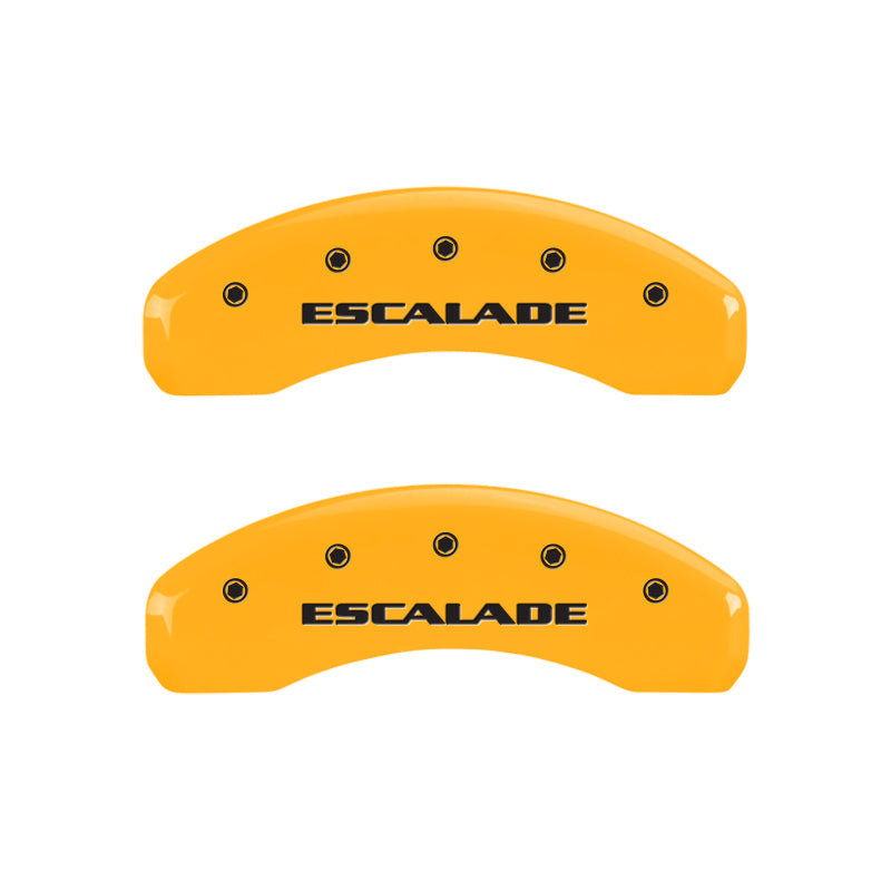 MGP 4 Caliper Covers Engraved Front & Rear Escalade Yellow finish black ch MGP