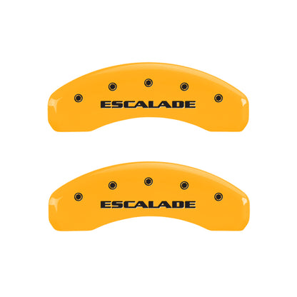 MGP 4 Caliper Covers Engraved Front & Rear Escalade Yellow finish black ch MGP