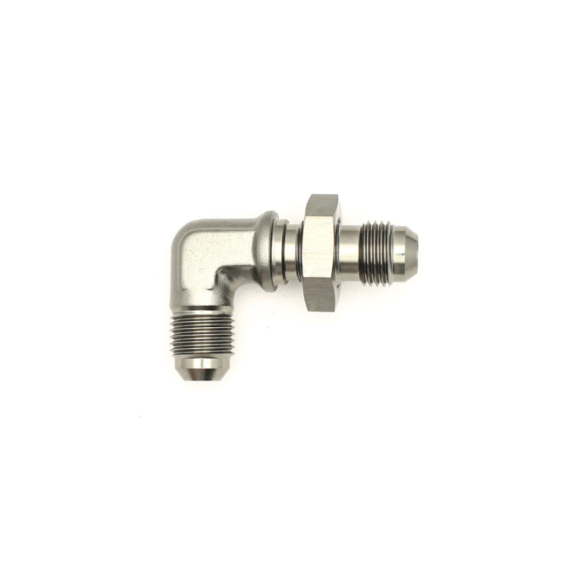 DeatschWerks 6AN Male Flare To 6AN Male Flare Bulkhead Adapter 90-Degree (Incl. Nut) - eliteracefab.com