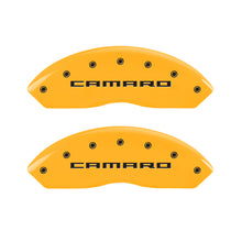 Load image into Gallery viewer, MGP 4 Caliper Covers Engraved Front &amp; Rear Gen 5/Camaro Yellow finish black ch - eliteracefab.com