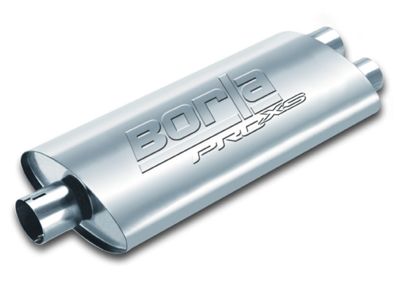 Borla Universal Center/Dual Oval 2.5in In/Dual 2.5in Out 19in x 4in x 9.5in Notched PRO-XS Muffler - eliteracefab.com